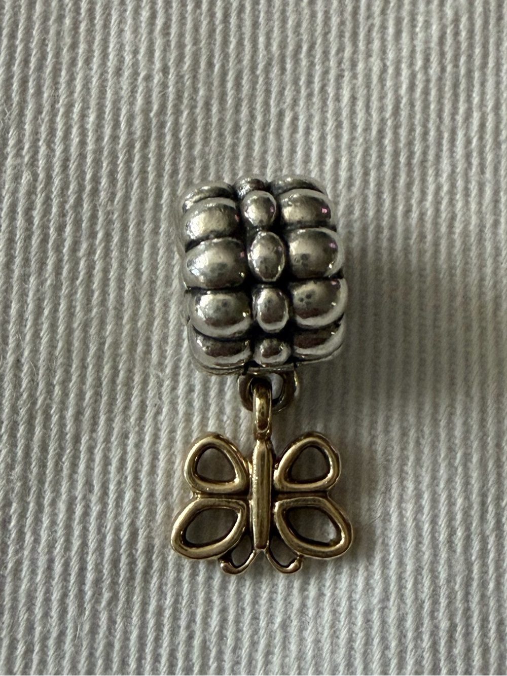 Pandora Sterling Silver 14k Golden Butterfly Dangle Clip Charm Ale925